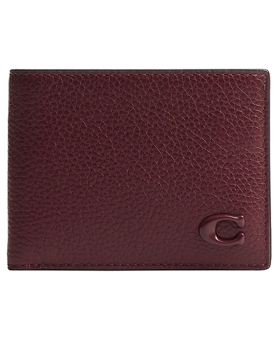 Slim Billfold Wallet in Pebbled Leather with Sculpted C Hardware Branding