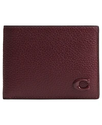 Slim Billfold Wallet in Pebbled Leather with Sculpted C Hardware Branding