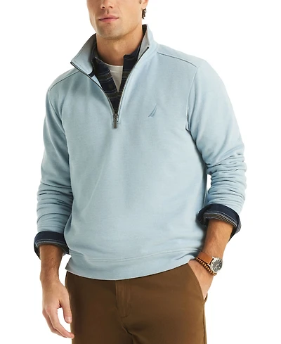 Nautica Men's Pique Fleece Mock Neck Quarter Zip Sweatshirt