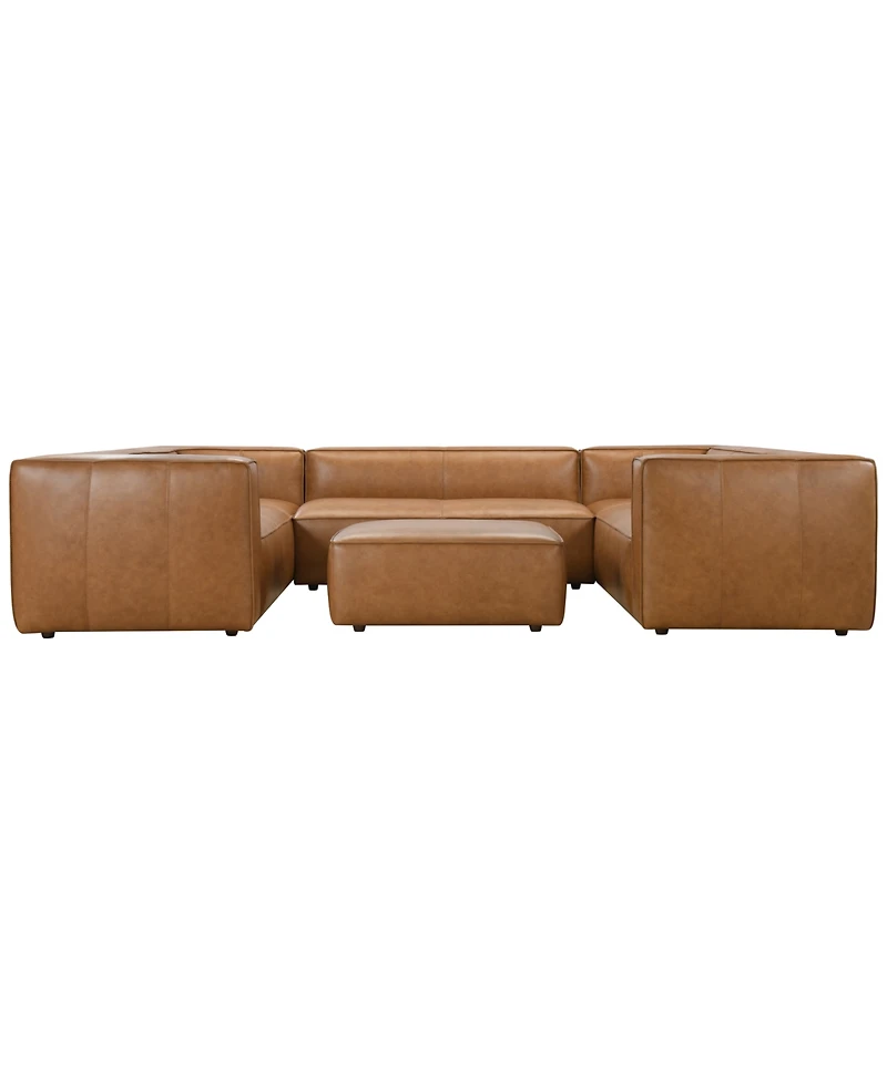 Moxley 3-Piece Genuine Leather Deep Seating Sectional Sofa, Macy's Exclusive