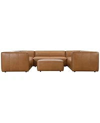 Moxley 3-Piece Genuine Leather Deep Seating Sectional Sofa, Macy's Exclusive