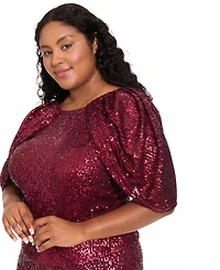 Muse Plus Sequin Draped-Sleeve Top