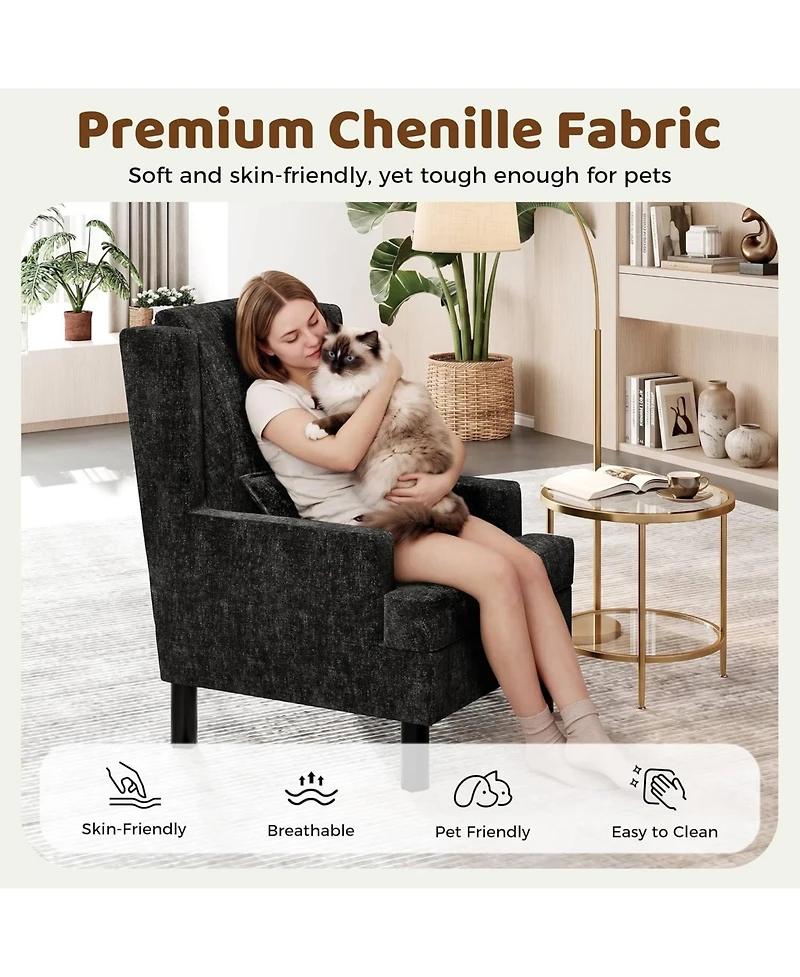 gaomon 2 Piece Upholstered Wingback Accent Chair, Modern Reading Armchair for Living Room, Bedroom