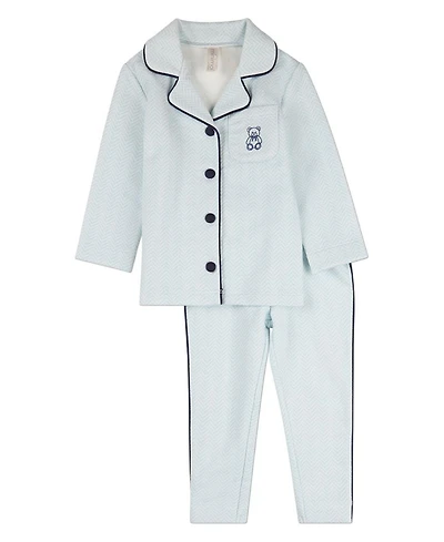 MeMoi Toddler Girls 2 Piece 2T - 4T "Snuggly Bear" Chevron-Printed Cotton-Rich Pajama Set Toddler|Child