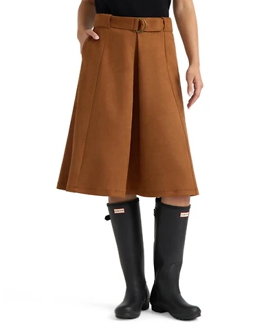 Hunter Women's Pull-On Belted Midi A-Line Skirt