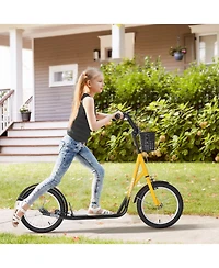 Glintex Youth Kick Scooter with 16 in Air Tires, Basket and Cupholder