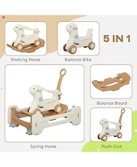 Glintex 5-in-1 Rocking Horse with Guardrails and Push Handle, Ages 1-3