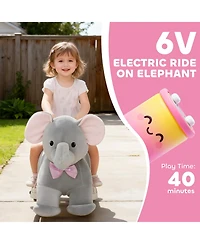 Glintex 6V Ride-On Elephant with Music, Padded, 55 lb Capacity, Ages 1.5-5