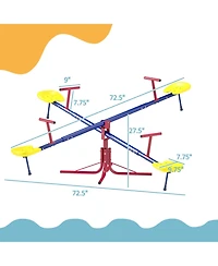 Glintex 360-Degree Spinning Seesaw, Powder-Coated Steel, 4-Seat, Ages 3-8