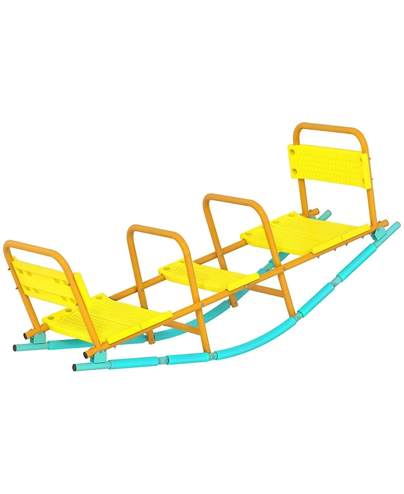 Glintex 2-in-1 Rocking Teeter Totter with Backrest Seats, Steel, 220 lbs Capacity, Ages 3-8