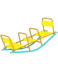 Glintex 2-in-1 Rocking Teeter Totter with Backrest Seats, Steel, 220 lbs Capacity, Ages 3-8
