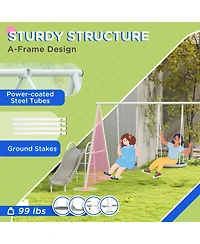 Glintex 5-in-1 Kids Swing Set with Slide, Saucer Swing and Glider
