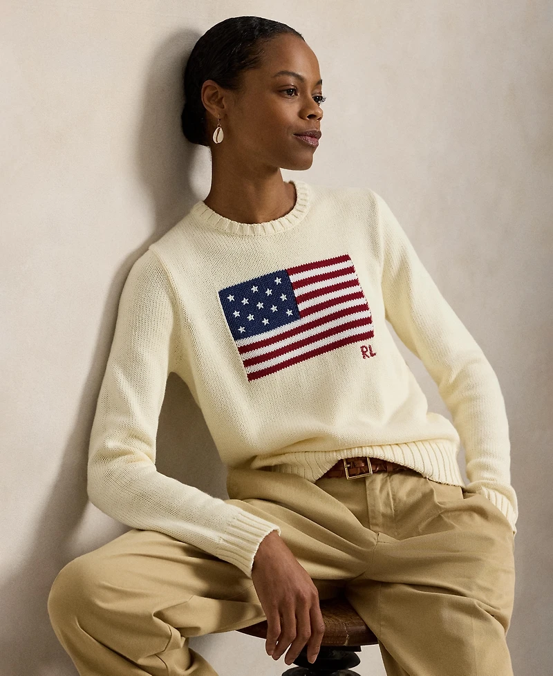 Polo Ralph Lauren Women's Flag Cotton Crewneck Sweater