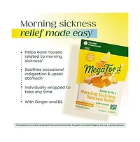 MegaFood Baby and Me 2 Morning Sickness Nausea Relief Soft Chews with Vitamin B6 and Ginger, Honey Lemon Ginger 30 Soft Chews