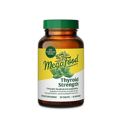 MegaFood Thyroid Strength, Ashwagandha, Zinc, Selenium, Iodine, L-Tyrosine and Copper, 90 Ct