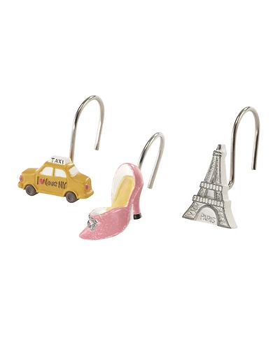 Nicole Miller City Girl Resin Shower Hooks, Set of 12