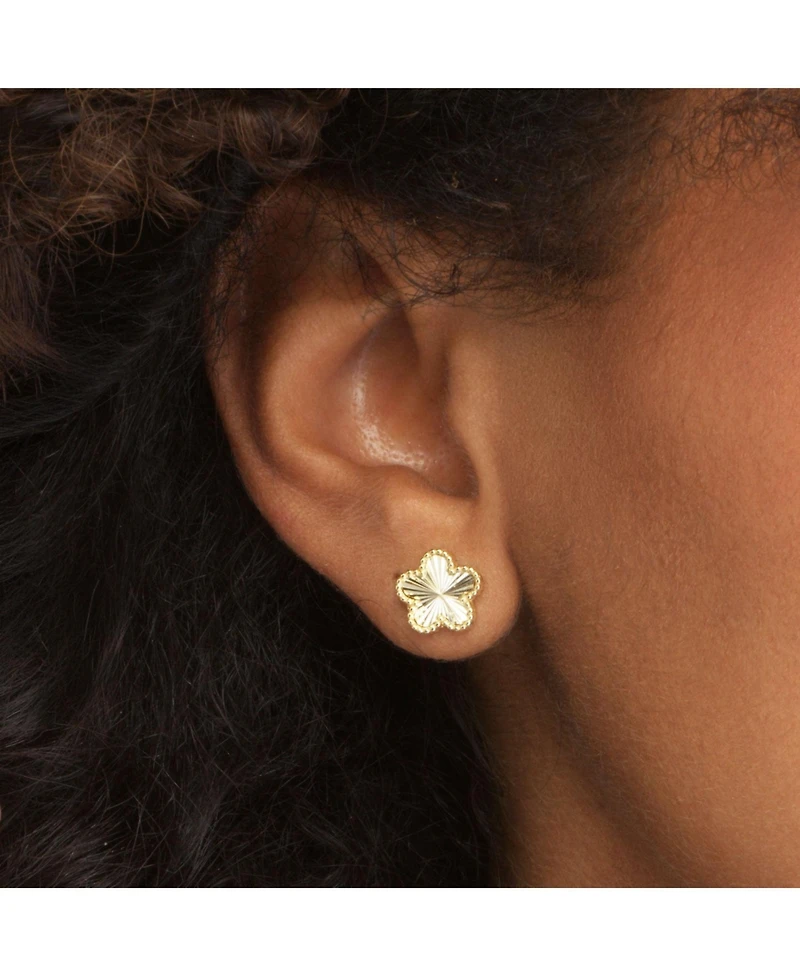 The Lovery Fluted Flower Stud Earrings 14K Gold Plated Sterling Silver