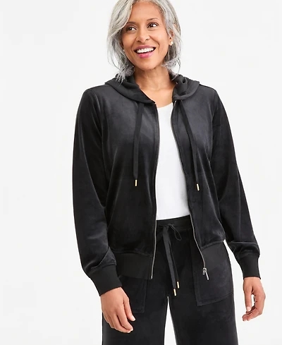 Style & Co Women's Velour Zip-Up Hoodie, Macy's Exclusive