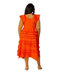 Buxom Couture Plus Tiered Ruffle Asymmetric Top and Skirt Set