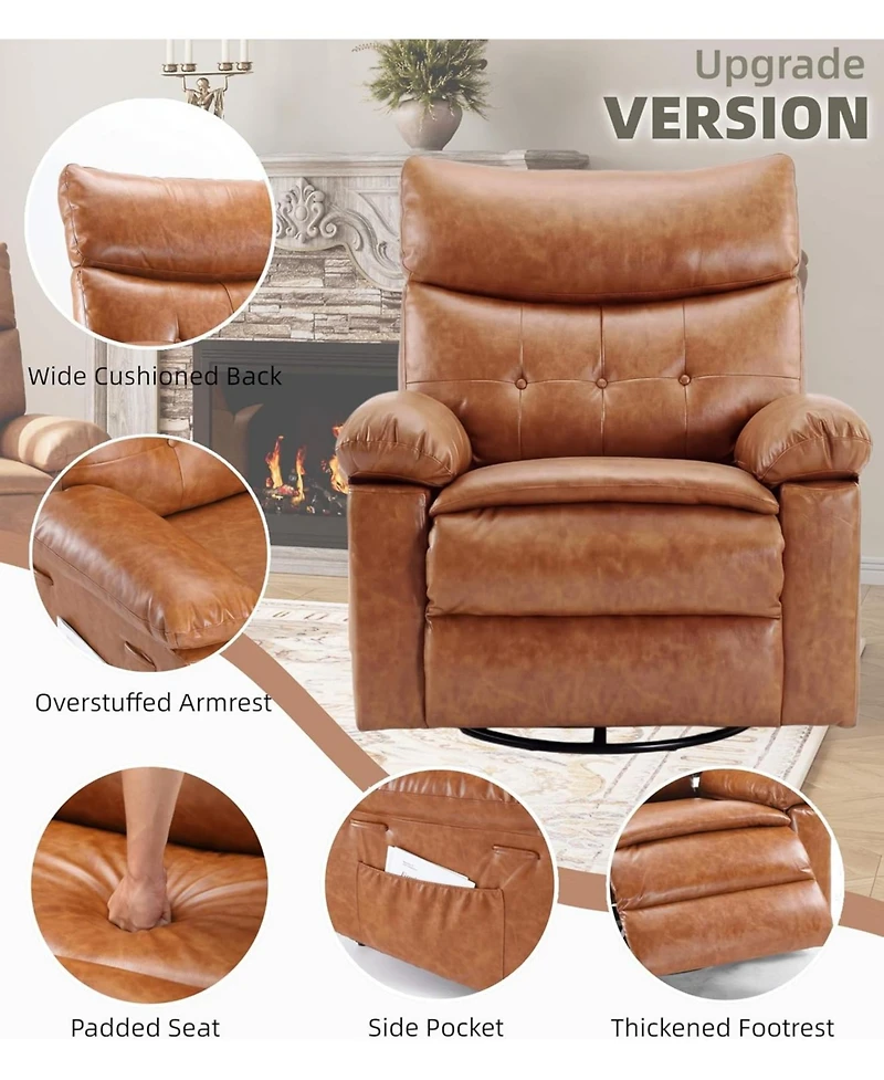 gaomon Swivel Rocker Manual Recliner Sofa Chair, Heat and Massage for Living Room