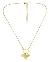 Macy's 14k Gold-Plated Over Brass Heart Shaped Charm Holder with Heart, Turtle and Clamshell Charm Necklaces