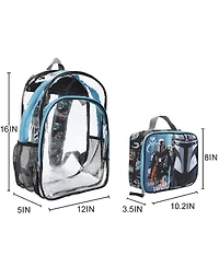 Star Wars: The Mandalorian and Grogu 2 Piece 16 inch Kids Clear Backpack and Lunch Box Set For School And Travel