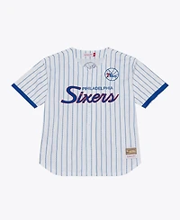 Mitchell & Ness Men's Philadelphia 76ers Hardwood Classics Head Coach Pinstripe Mesh Jersey