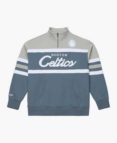 Mitchell & Ness Men's Boston Celtics Thunderstorm Head Coach Quarter-Zip Slim-Fit Sweatshirt