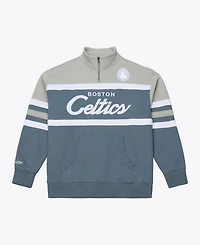 Mitchell & Ness Men's Boston Celtics Thunderstorm Head Coach Quarter-Zip Slim-Fit Sweatshirt