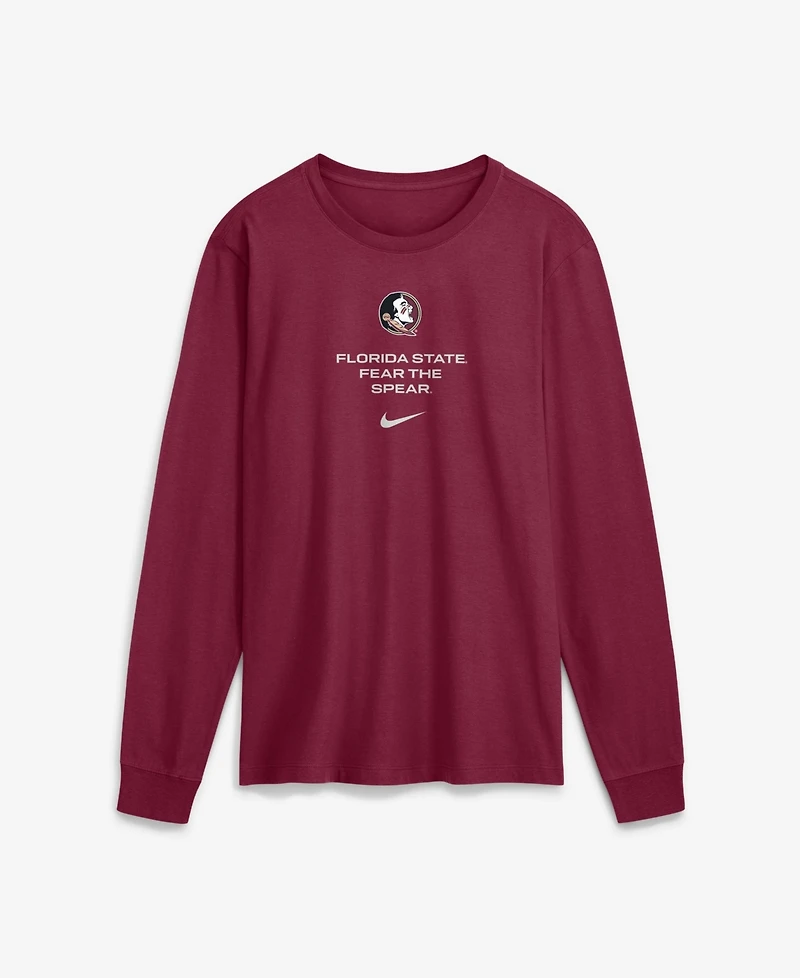 Nike Men's Florida State Seminoles Long-Sleeve Crewneck Screen Print Graphics T-Shirt