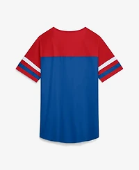 Fanatics Women's Buffalo Bills Curl Route Athena Lace-Up Mesh Glitter-Applique T-Shirt