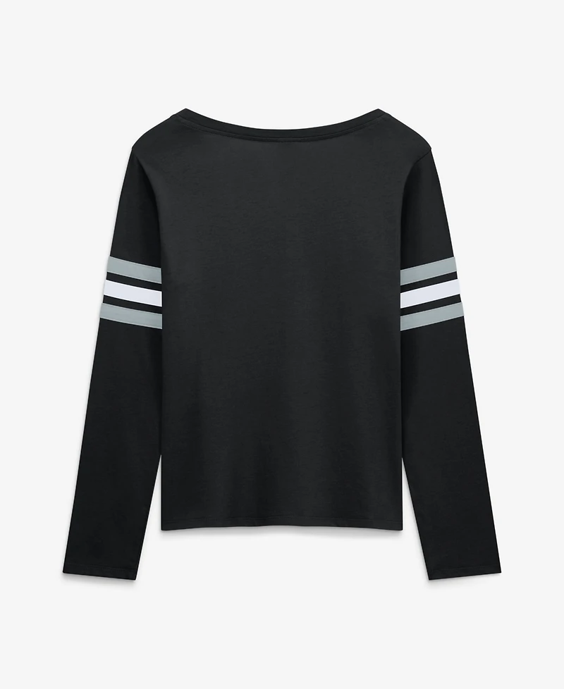 Fanatics Women's Las Vegas Raiders Team First Coverage Scheme Long Sleeve Lace-up Neckline T-Shirt