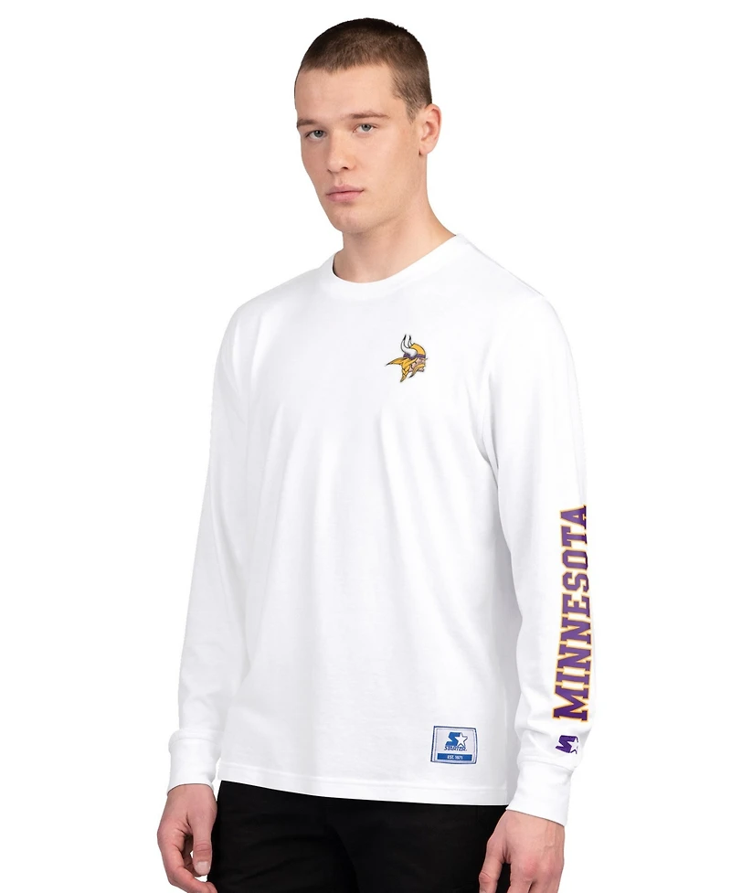 Starter Men's Purple/White Minnesota Vikings Short Sleeve Long T-Shirt, 2-Piece Set