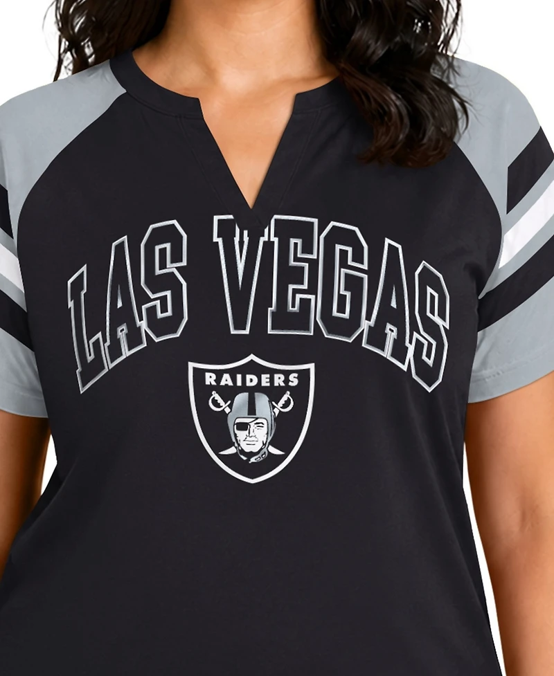 Starter Plus Las Vegas Raiders Game On Notch Neck Raglan T-Shirt