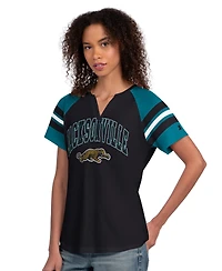 Starter Women's Jacksonville Jaguars Game On Notch Neck Raglan Cotton-Blend T-Shirt