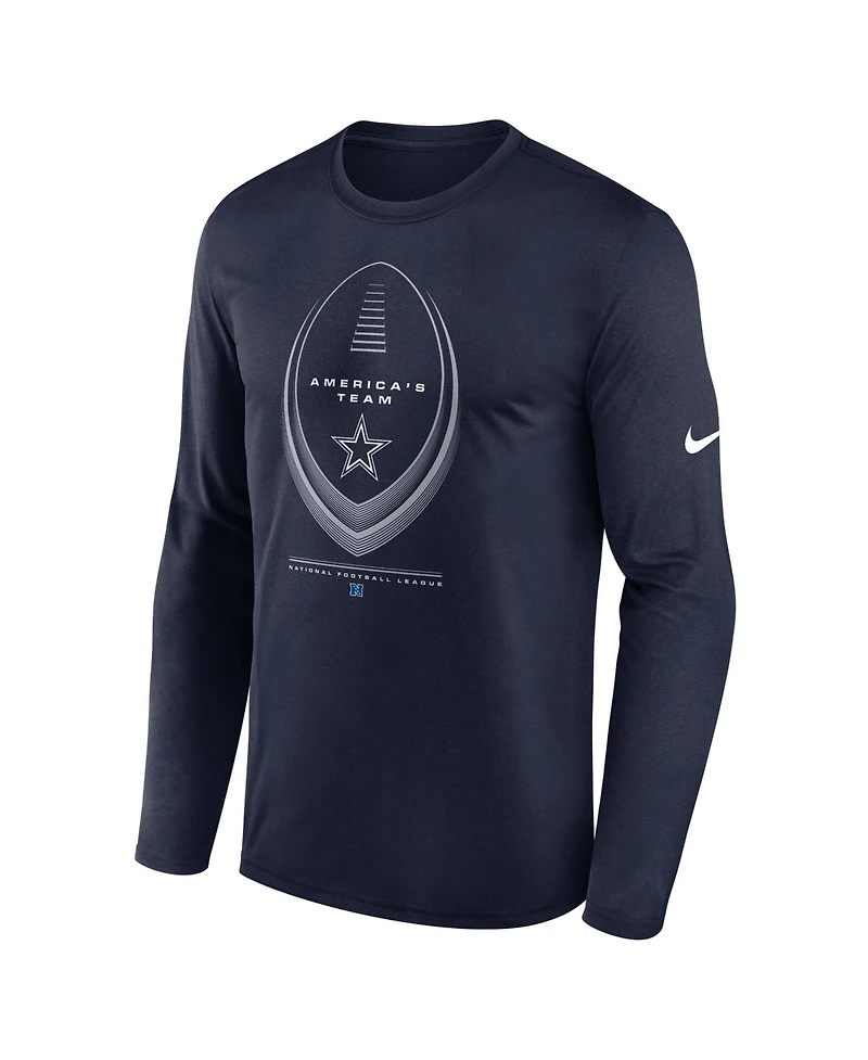 Nike Men's Dallas Cowboys Legend Icon Dri-fit Long Sleeve Crewneck T-Shirt