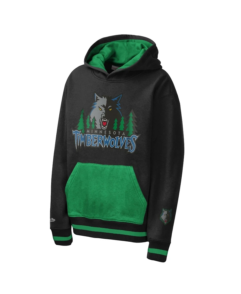 Mitchell & Ness Boys' and Girls' 4-20 Minnesota Timberwolves Playmaker Fashion Fleece Dropped-Shoulder Kangaroo-Pocket Hoodie