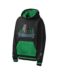 Mitchell & Ness Boys' and Girls' 4-20 Minnesota Timberwolves Playmaker Fashion Fleece Dropped-Shoulder Kangaroo-Pocket Hoodie