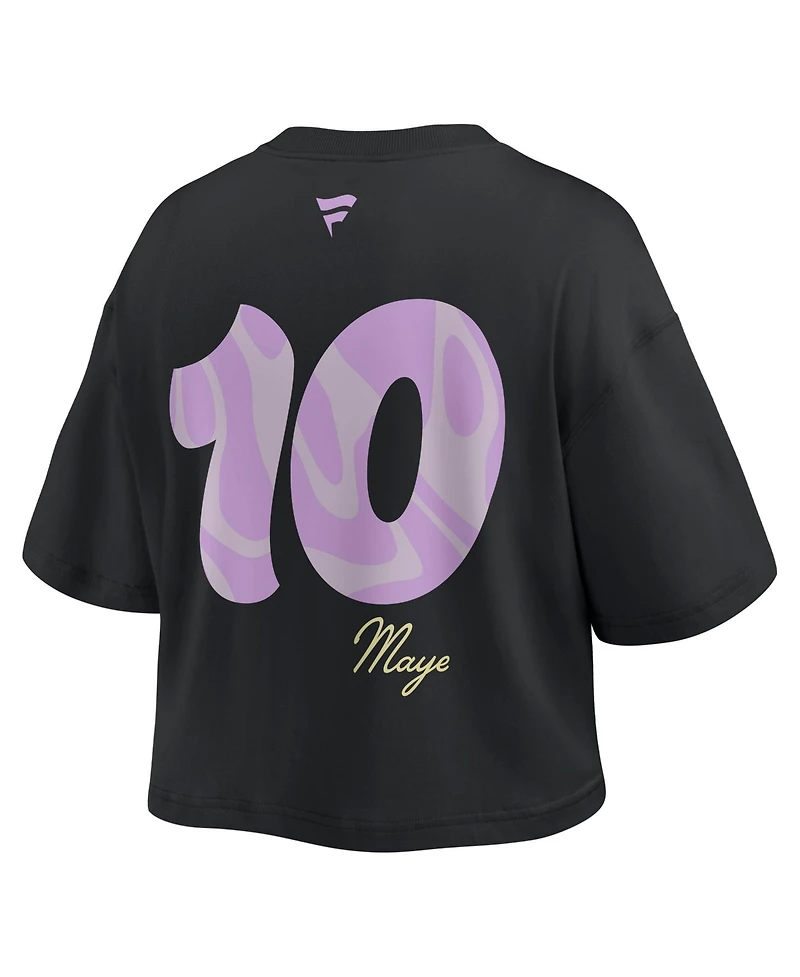 Fanatics Women's New England Patriots Drake Maye Cropped Relaxed-Fit Crewneck T-Shirt