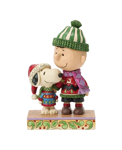 Jim Shore Peanuts Snoopy and Charlie Christmas Sweaters Figurine