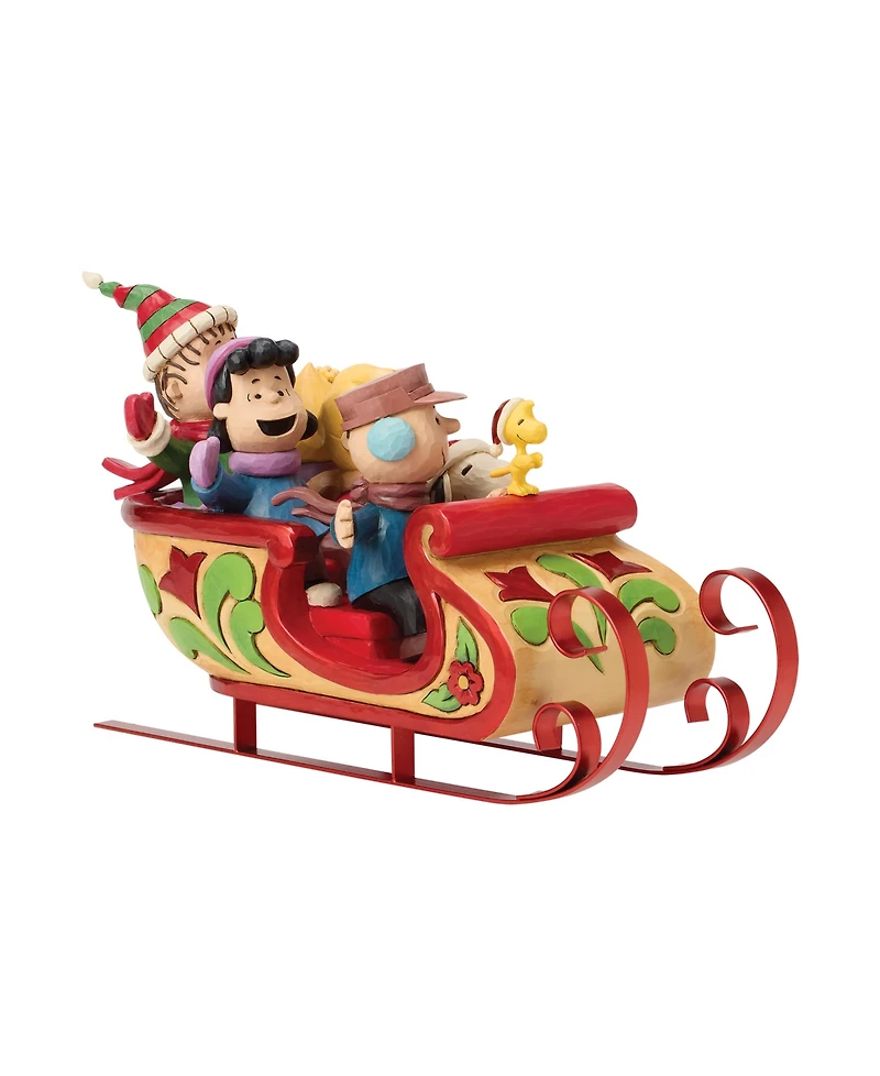 Jim Shore Peanuts Snoopy and Friends in Sleigh Figurine
