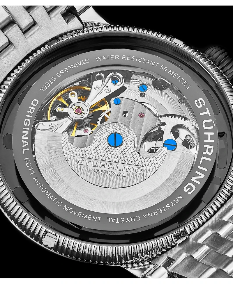 Stuhrling Original Model 3922 Men's Skeleton Automatic Stainless Steel Link Bracelet Watch