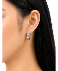 Devata 20mm Woven Hoop Earrings in Sterling Silver and 18K Gold
