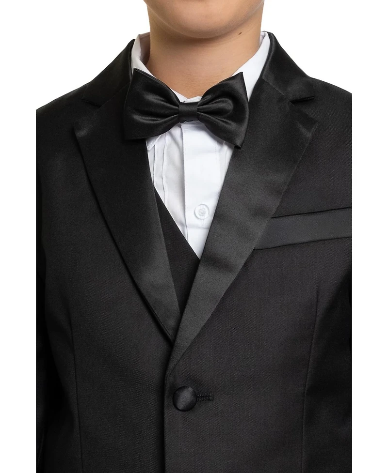 Peanut Butter Collection Big Boys 007 Slim Fit 5-Piece Shirt, Bowtie, Jacket, Vest and Pants Tuxedo Set