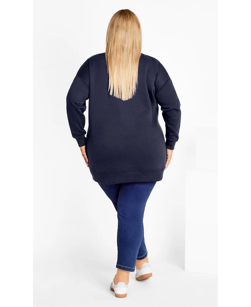 Avenue Women's Plus Jade Longline Zip Top