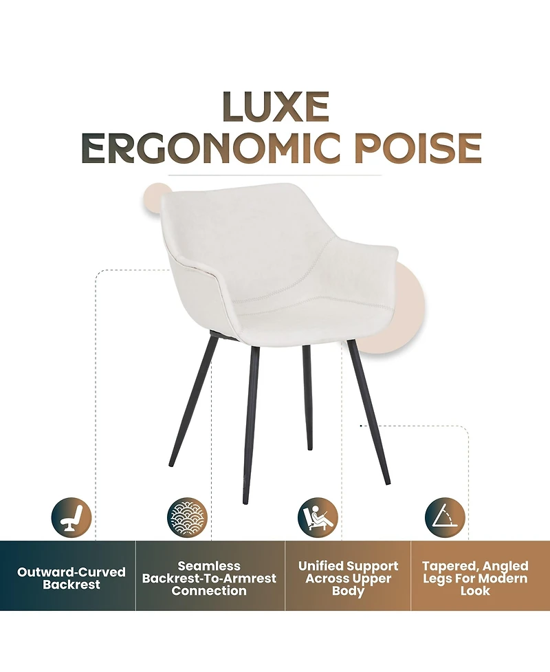 LeisureMod Markley Modern Leather Accent Dining Chair with Black Iron Legs