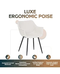 LeisureMod Markley Modern Leather Accent Dining Chair with Black Iron Legs