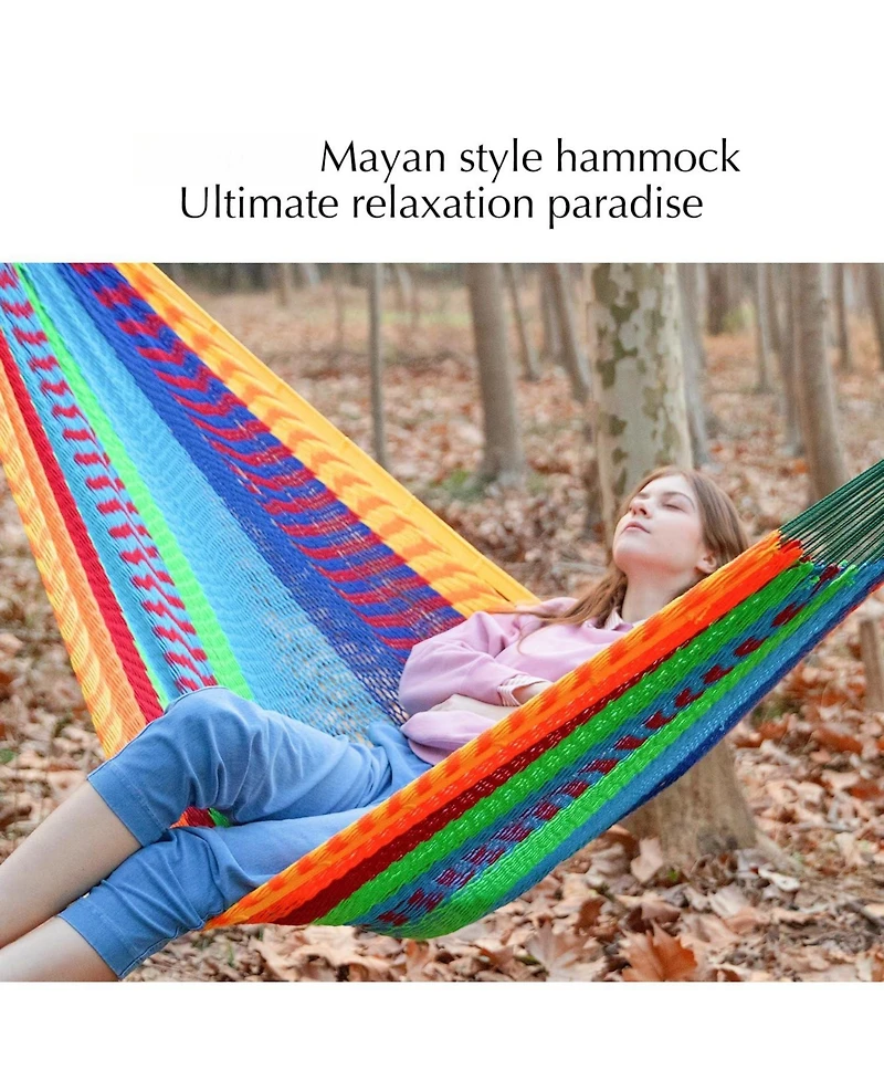 Piscifun Handwoven Mayan Hammock Heavy Duty 600 Lbs Capacity With Hanging Kit And Carry Bag For Indoor Outdoor
