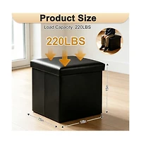 Slickblue 15 Inch Storage Ottoman Cube with Lid for Bedroom and Living Room