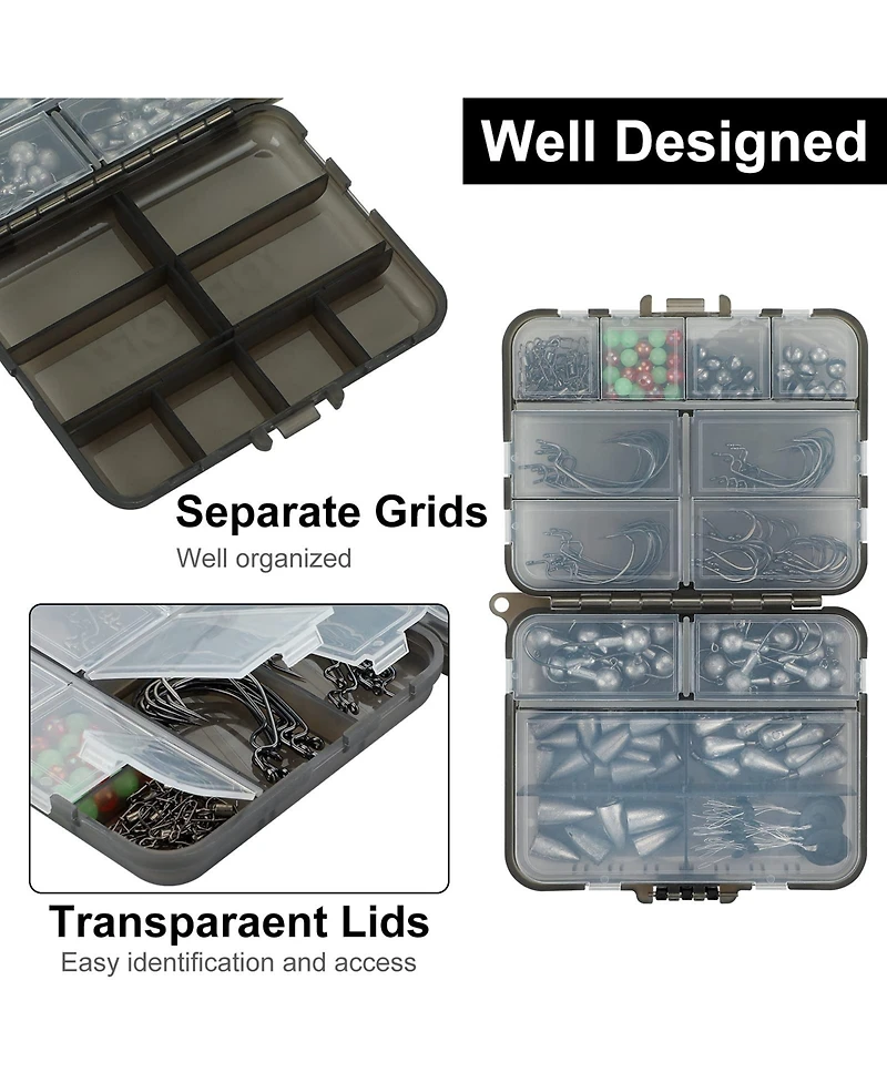 Piscifun Stainless Steel Fishing Tackle Box Organizer With Jig Heads Weights Swivels Hooks